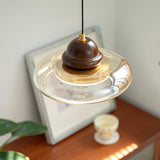 Vintage Walnut Glass Bedroom Kitchen Dining Room Chandelier