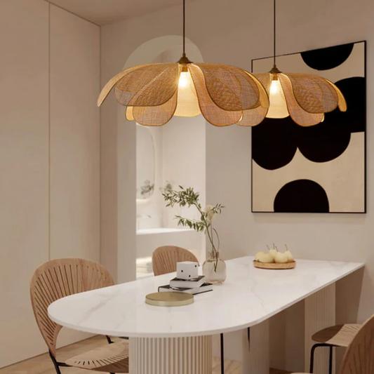 Tyalez Rattan Petal Rustic Lamp Shade Pendant Light
