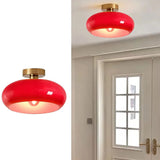 Retro Round Glass Ceiling Light – Elegant Semi-Flush Fixture