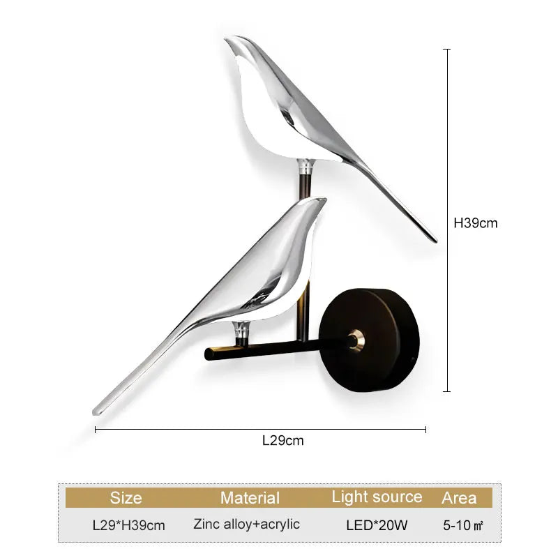 Tyalez Modern Led Art Design Bird Wall Light