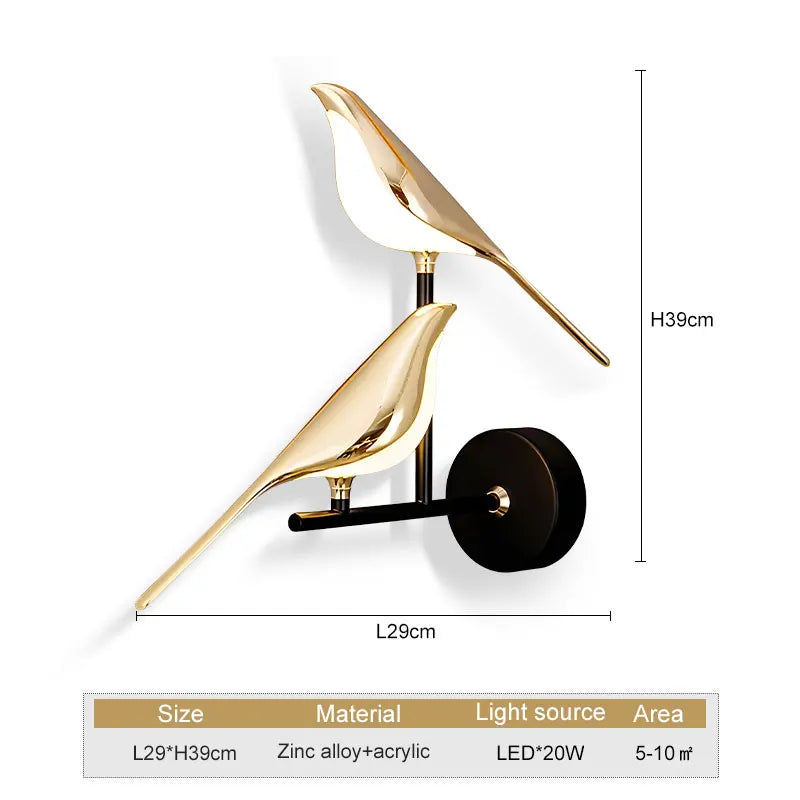 Tyalez Modern Led Art Design Bird Wall Light