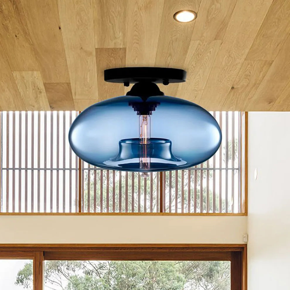 Industrial-Style Globe Glass Ceiling Lamp for Corridor & Entryway