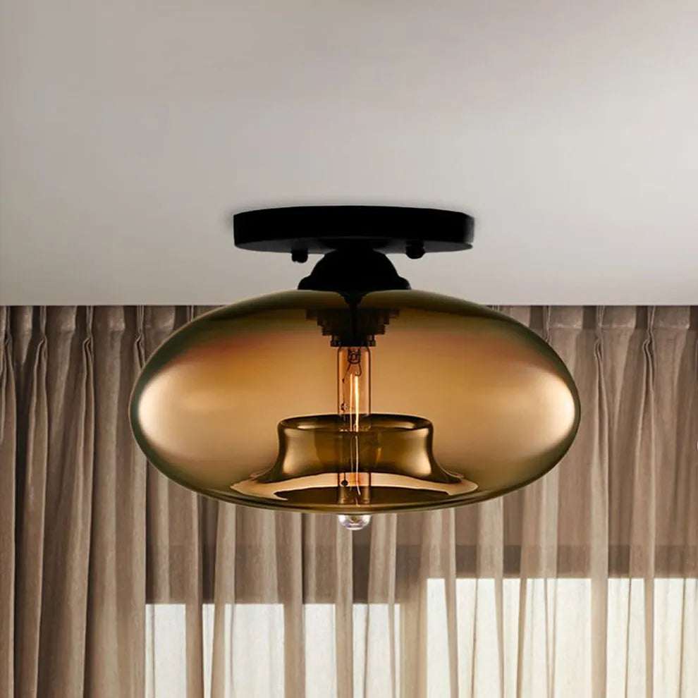 Industrial-Style Globe Glass Ceiling Lamp for Corridor & Entryway