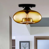Industrial-Style Globe Glass Ceiling Lamp for Corridor & Entryway
