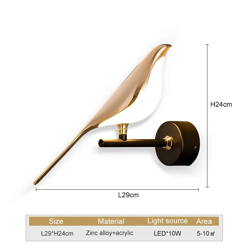 Tyalez Modern Led Art Design Bird Wall Light