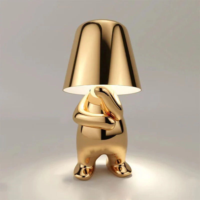 Tyalez Cute Gold Man Statue LED Table Lamp