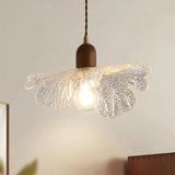 Japanese Wabi-Sabi Glass Pendant – Vintage Wooden Bedside Light