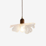 Japanese Wabi-Sabi Glass Pendant – Vintage Wooden Bedside Light