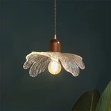 Japanese Wabi-Sabi Glass Pendant – Vintage Wooden Bedside Light