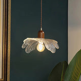 Japanese Wabi-Sabi Glass Pendant – Vintage Wooden Bedside Light