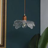 Japanese Wabi-Sabi Glass Pendant – Vintage Wooden Bedside Light