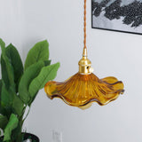 Tyalez Vintage Glass Hibiscus Flower Pendant Light