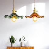 Tyalez Vintage Glass Hibiscus Flower Pendant Light