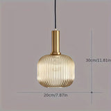 Striped Glass Semi-Flush Ceiling Fixture