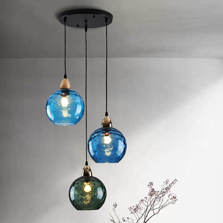 Tyalez Modern Simple Colored Water Pattern Glass Ball Pendant Light
