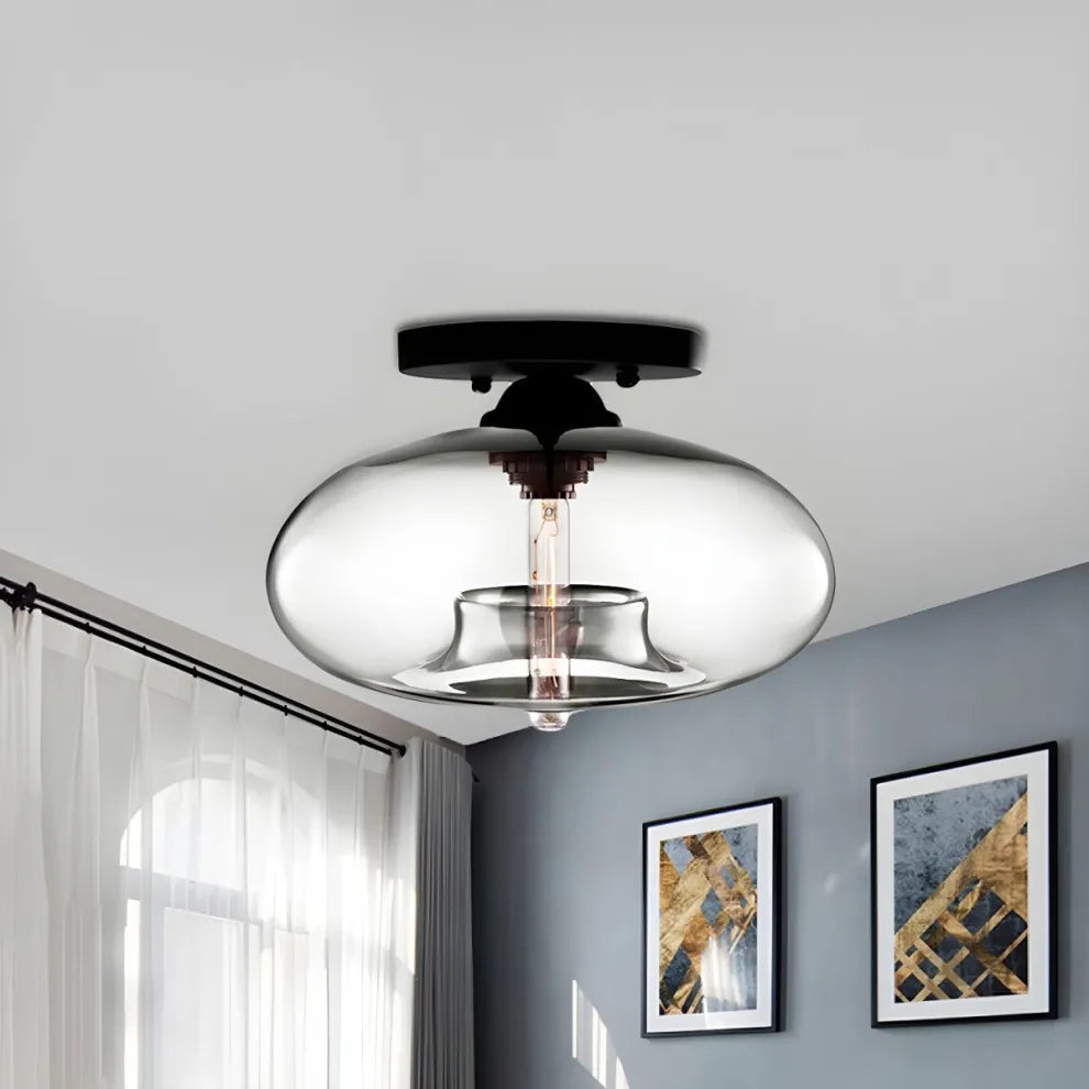 Industrial-Style Globe Glass Ceiling Lamp for Corridor & Entryway