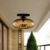 Industrial-Style Globe Glass Ceiling Lamp for Corridor & Entryway