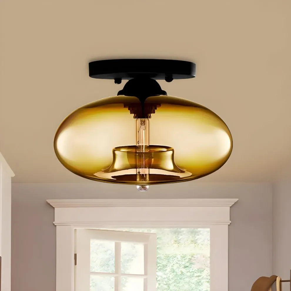 Industrial-Style Globe Glass Ceiling Lamp for Corridor & Entryway