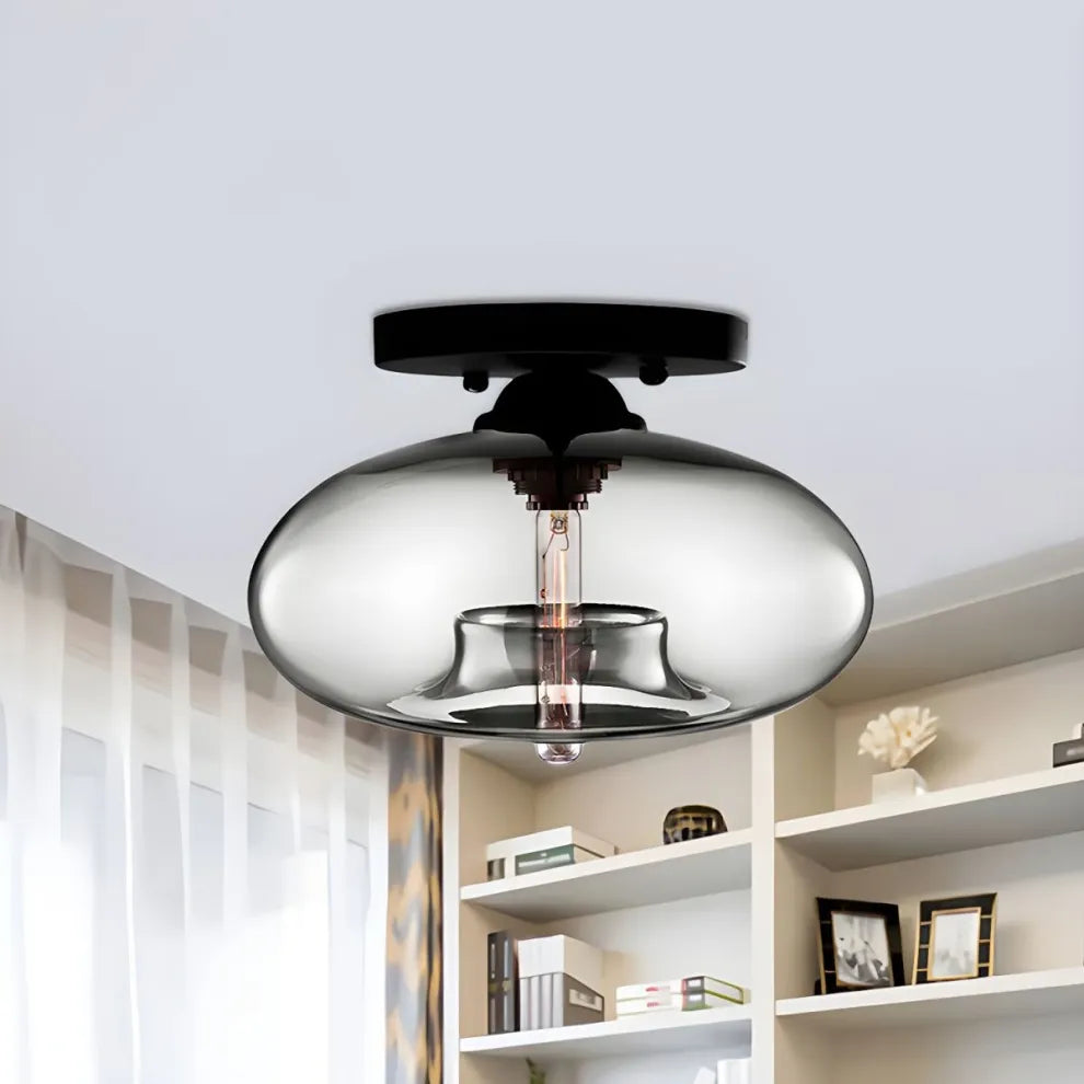 Industrial-Style Globe Glass Ceiling Lamp for Corridor & Entryway