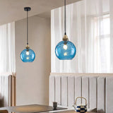 Tyalez Modern Simple Colored Water Pattern Glass Ball Pendant Light