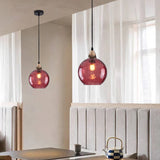 Tyalez Modern Simple Colored Water Pattern Glass Ball Pendant Light