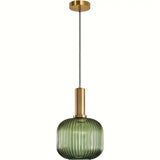 Striped Glass Semi-Flush Ceiling Fixture