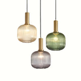 Striped Glass Semi-Flush Ceiling Fixture