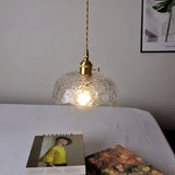 Irregular Brass Glass Pendant Light – Bedroom Hanging Lamp
