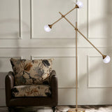 Tyalez Modern White Glass Orb Metal Swing Arm Floor Lamp
