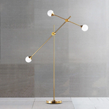 Tyalez Modern White Glass Orb Metal Swing Arm Floor Lamp