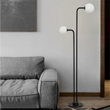Tyalez Modern 2 Glass Lights Black Marble Floor Lamp