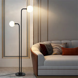 Tyalez Modern 2 Glass Lights Black Marble Floor Lamp