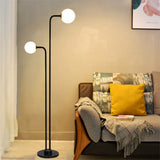 Tyalez Modern 2 Glass Lights Black Marble Floor Lamp