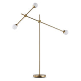 Tyalez Modern White Glass Orb Metal Swing Arm Floor Lamp
