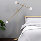 Tyalez Modern White Glass Orb Metal Swing Arm Floor Lamp