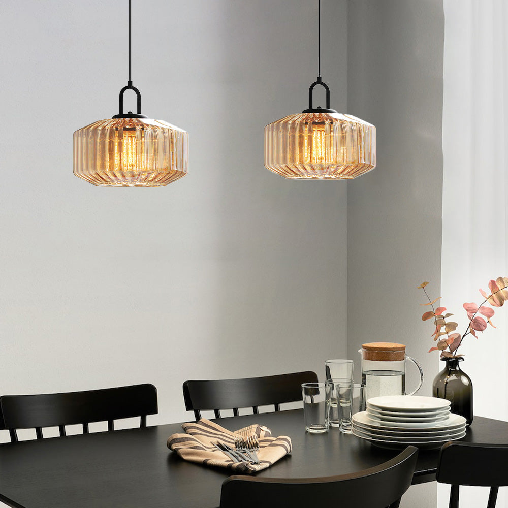 Tyalez Mid Century Striped Glass Pendant Light