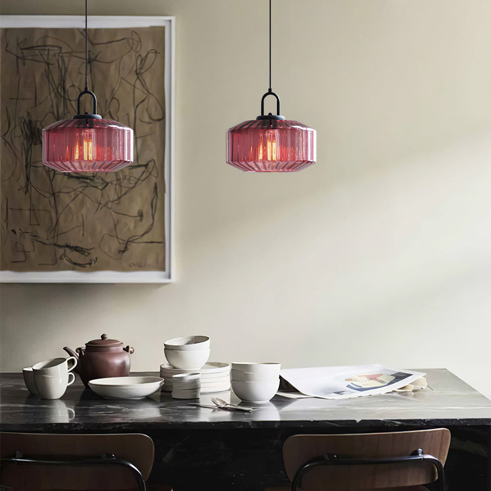 Tyalez Mid Century Striped Glass Pendant Light