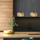 Tyalez Mid Century Striped Glass Pendant Light