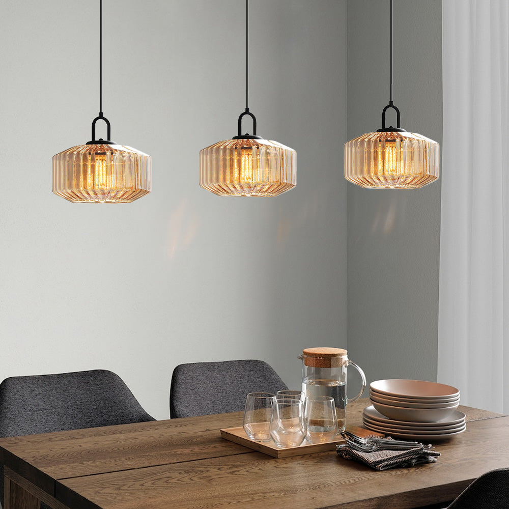 Tyalez Mid Century Striped Glass Pendant Light