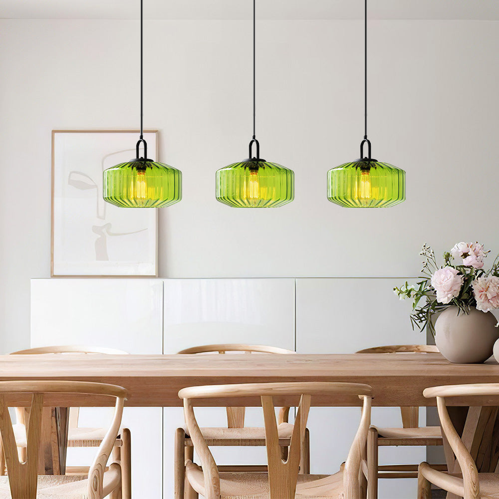 Tyalez Mid Century Striped Glass Pendant Light