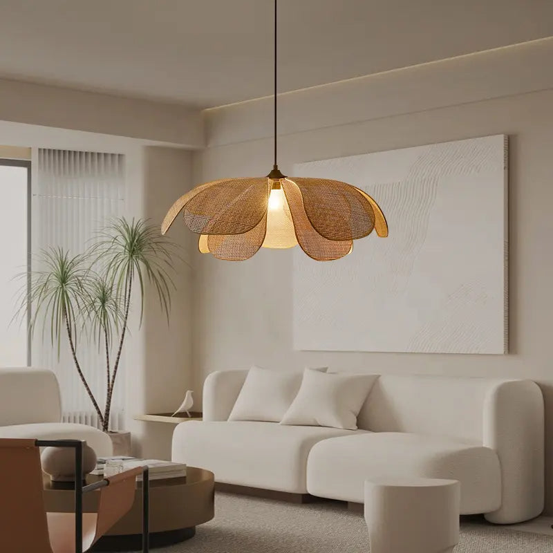 Tyalez Rattan Petal Rustic Lamp Shade Pendant Light