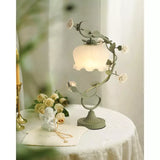 Tyalez Green Pink White Rose Flower Table Lamp