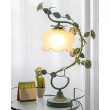 Tyalez Green Pink White Rose Flower Table Lamp