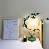 Tyalez Green Pink White Rose Flower Table Lamp