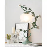 Tyalez Green Pink White Rose Flower Table Lamp
