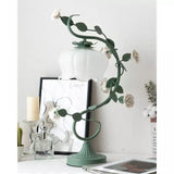 Tyalez Green Pink White Rose Flower Table Lamp