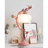 Tyalez Green Pink White Rose Flower Table Lamp