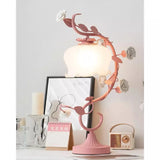 Tyalez Green Pink White Rose Flower Table Lamp