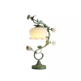Tyalez Green Pink White Rose Flower Table Lamp