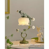 Tyalez Green Pink White Rose Flower Table Lamp